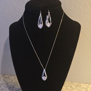 Silver Necklace and Earring Set